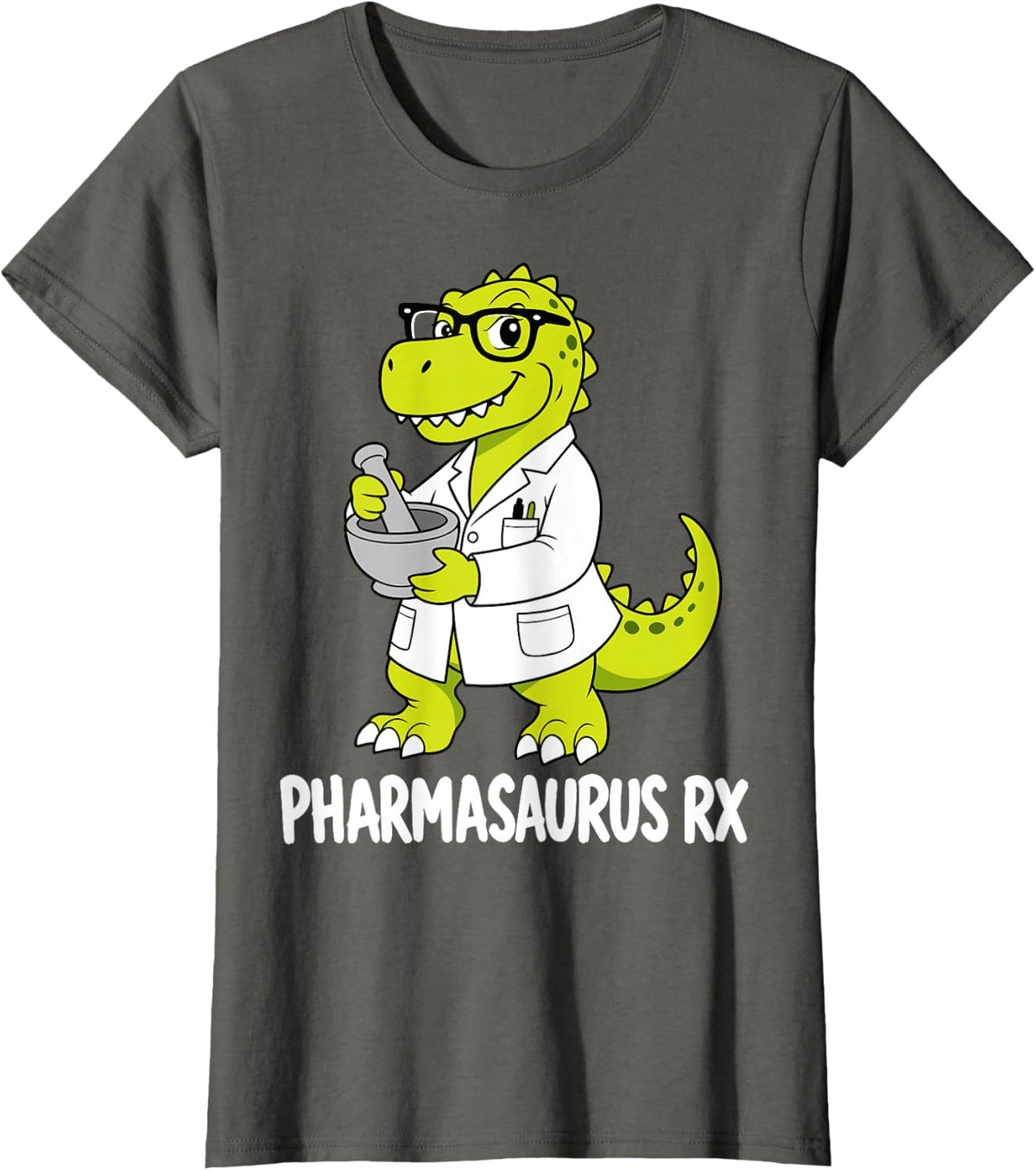 Funny Pharmacy Technician Rx Tech T-Rex Pharmacy T-Shirt - Asphalt Grey