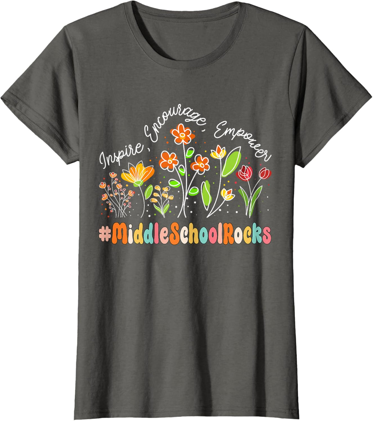 Middle School Rocks Appreciation Week Teacher Back to School T-Shirt - Asphalt Grey