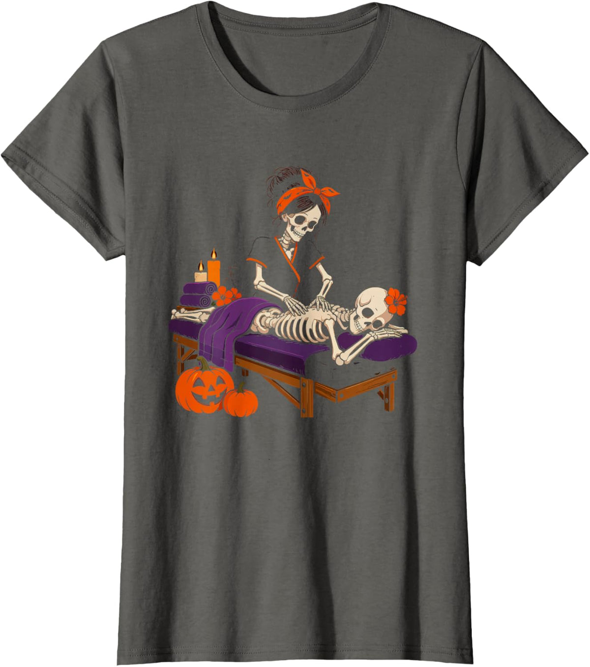 Halloween Skeleton Massage Therapist Floating Hands Spooky T-Shirt - Asphalt Grey