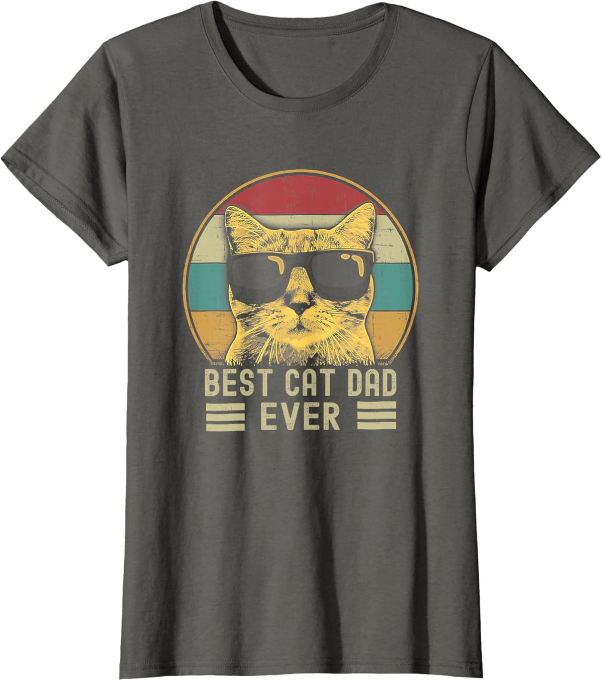Best Cat Dad Ever Funny Retro Cat Dad Cat Father's Day T-Shirt - Asphalt Grey