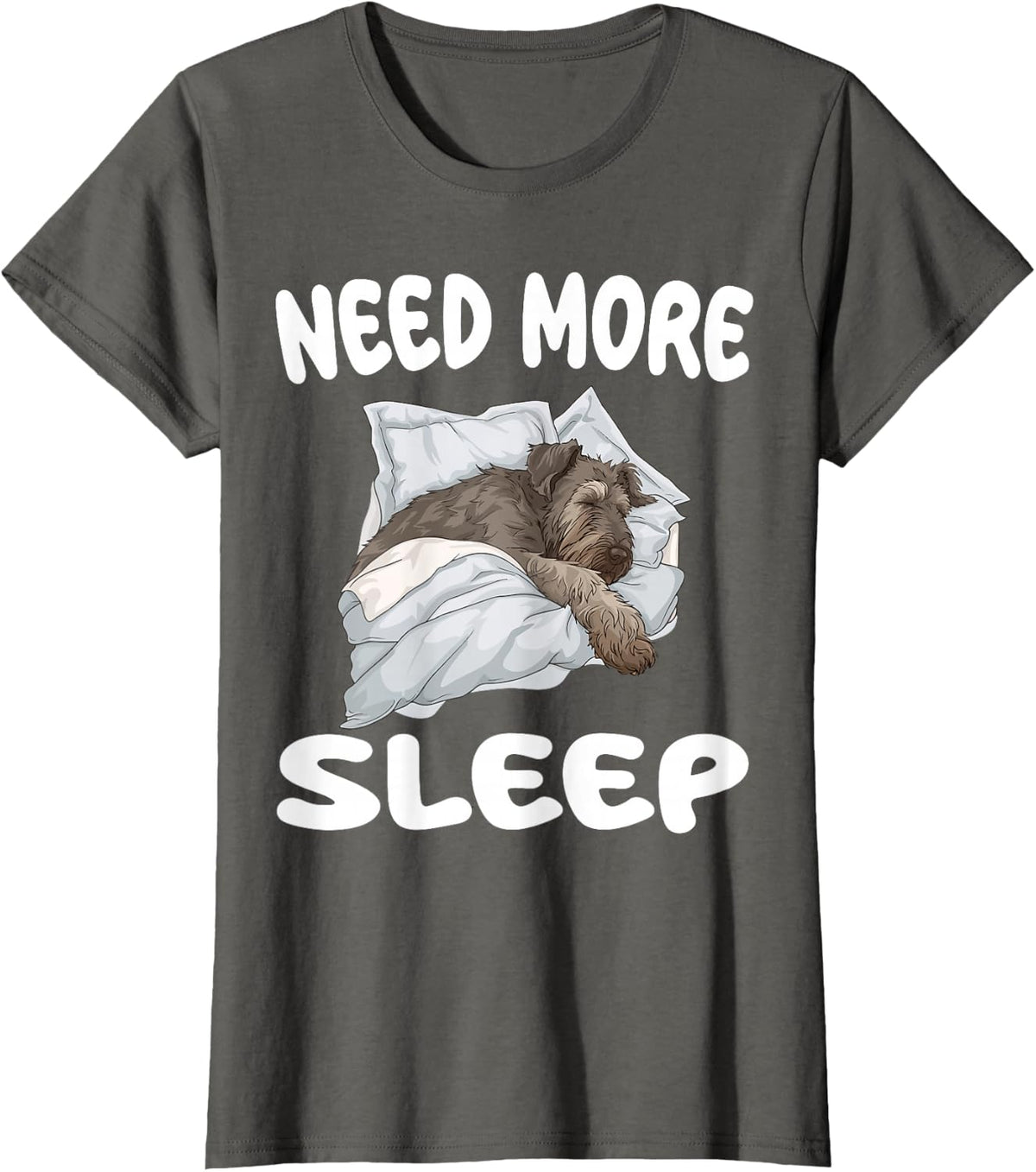 Cute Irish Wolfhound Need More Sleep Pajamas Nightgown T-Shirt - Asphalt Grey