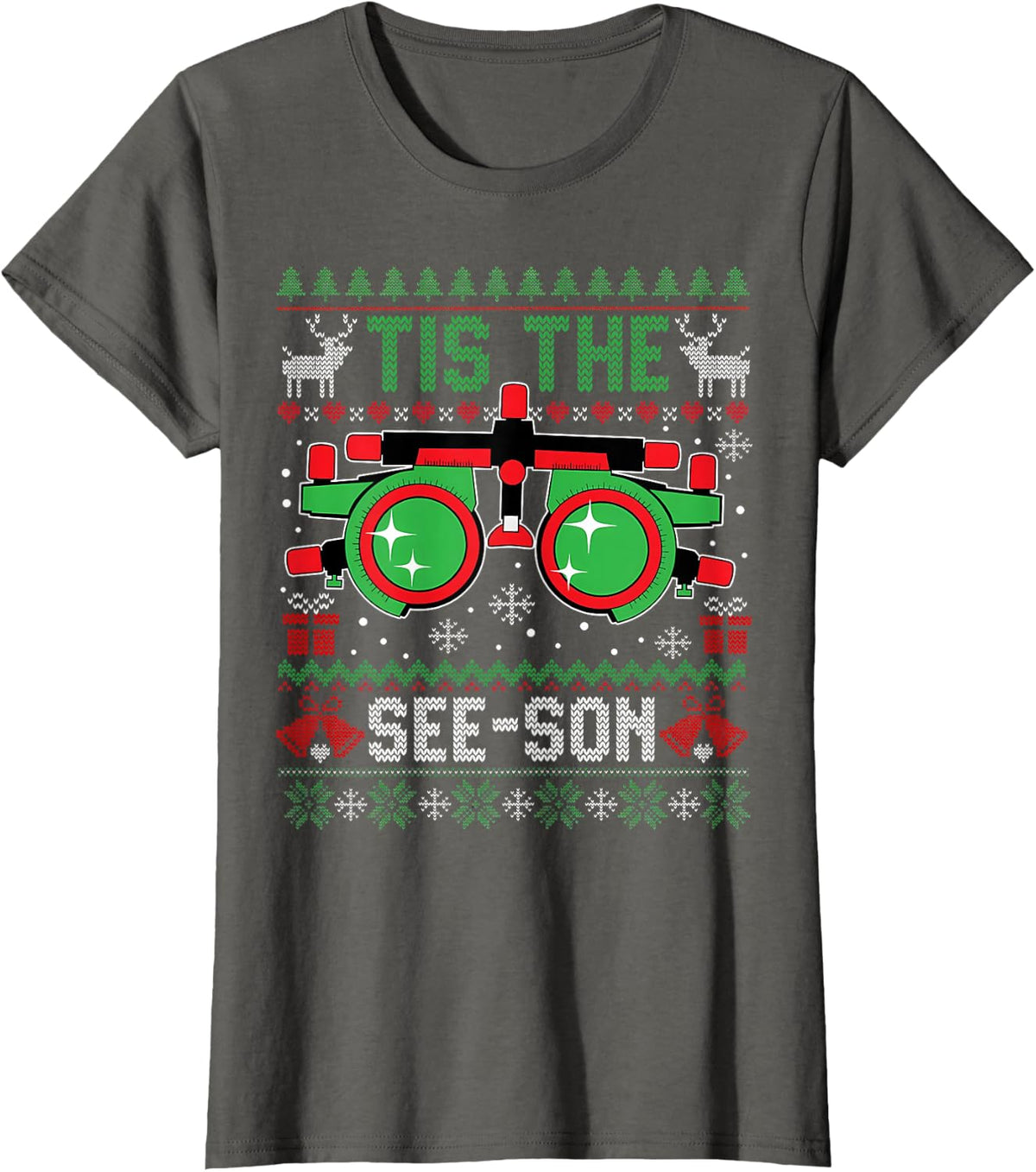Tis The SeeSon Christmas Optometrist Optician Eye Dr T-Shirt - Asphalt Grey