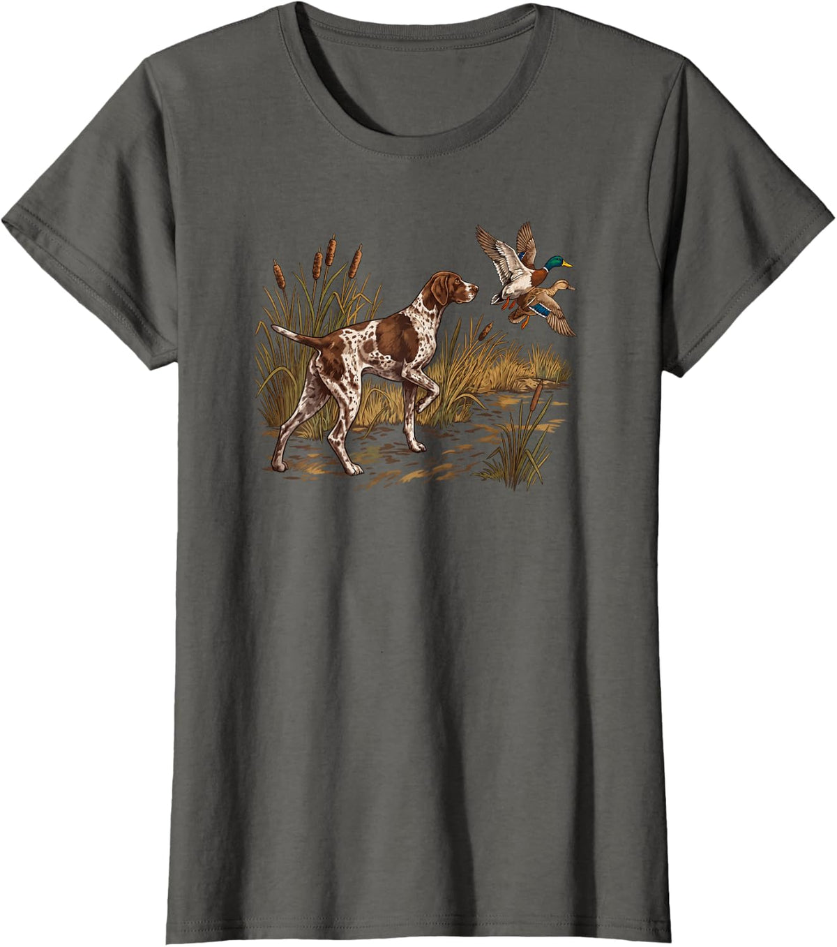 German Shorthaired Pointer GSP Duck Hunting Dog Mallard T-Shirt - Asphalt Grey