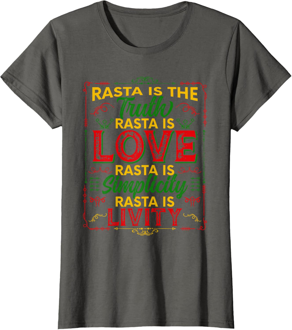 Rasta is The Truth Rasta is Love Rasta T-Shirt - Asphalt Grey