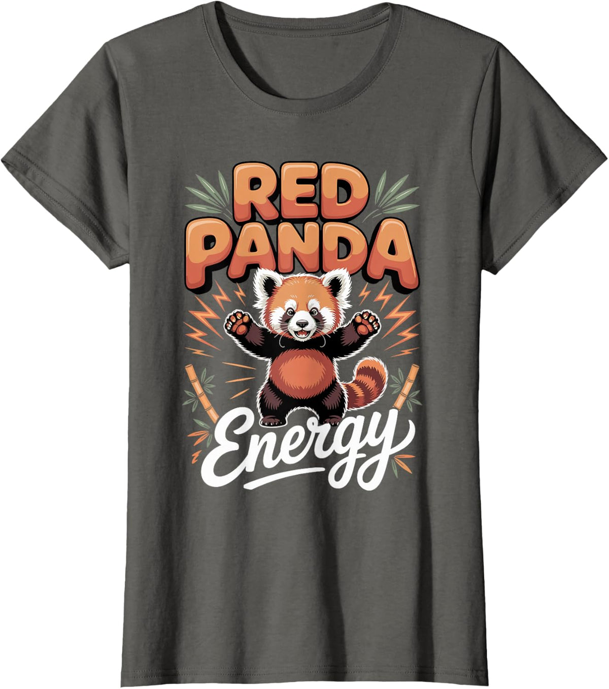 Red Panda Energy Wildlife Animal Lover Bamboo T-Shirt - Asphalt Grey