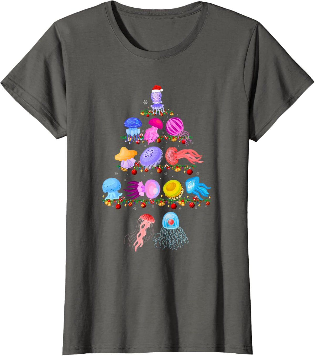 Family Pajama Sets Christmas Matching Jellyfish Xmas Tree T-Shirt - Asphalt Grey
