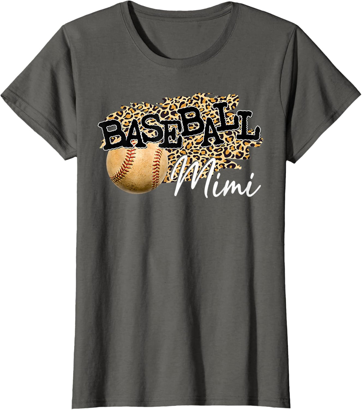 Leopard Mimi Of Both Baseball Softball Grandma Mother's Day T-Shirt - Asphalt Grey