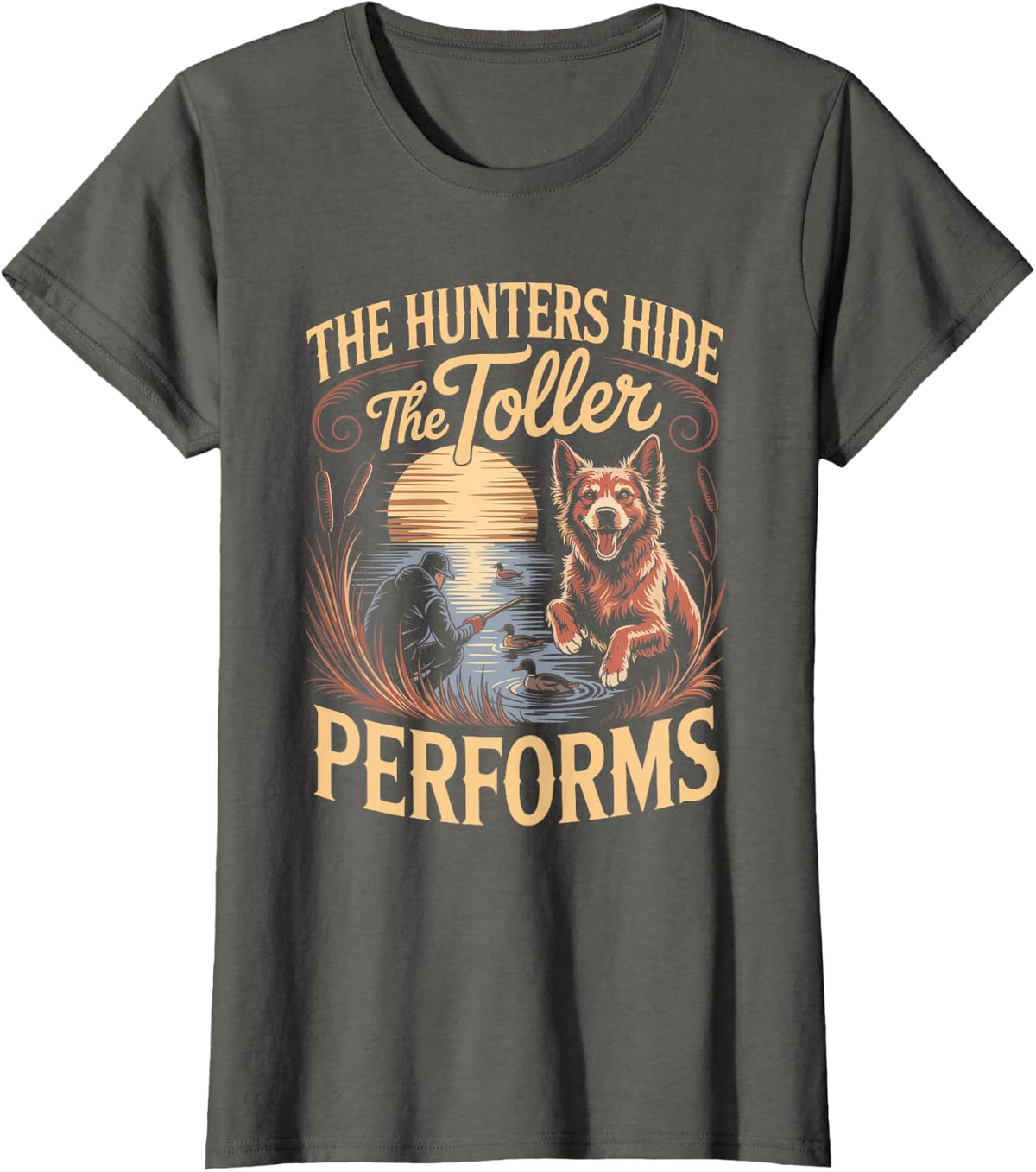 The Hunters Hide the Toller Performs Duck Tolling Retriever T-Shirt - Asphalt Grey