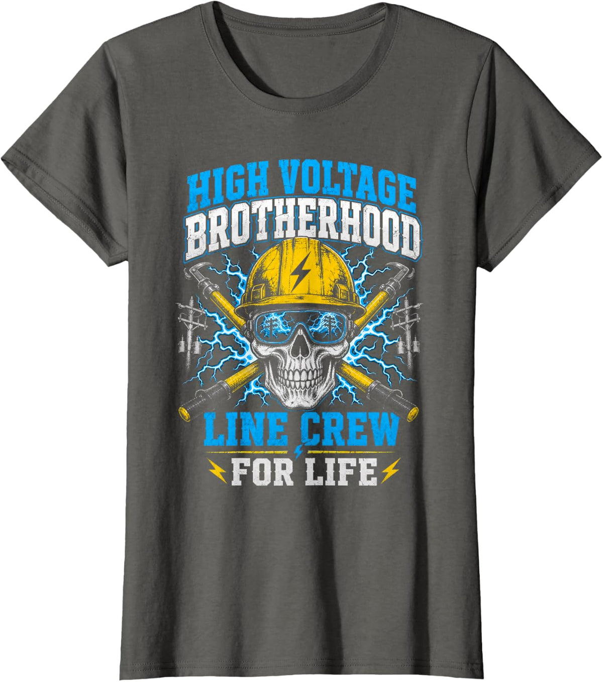 High Voltage Brotherhood Utility Lineman Crew T-Shirt - Asphalt Grey
