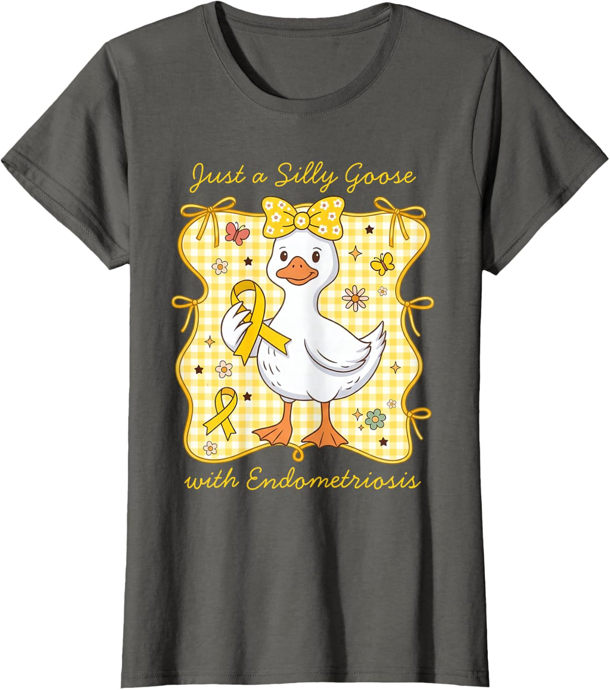 Just A Silly Goose with Endometriosis Awareness Endo Tech T-Shirt - Asphalt Grey