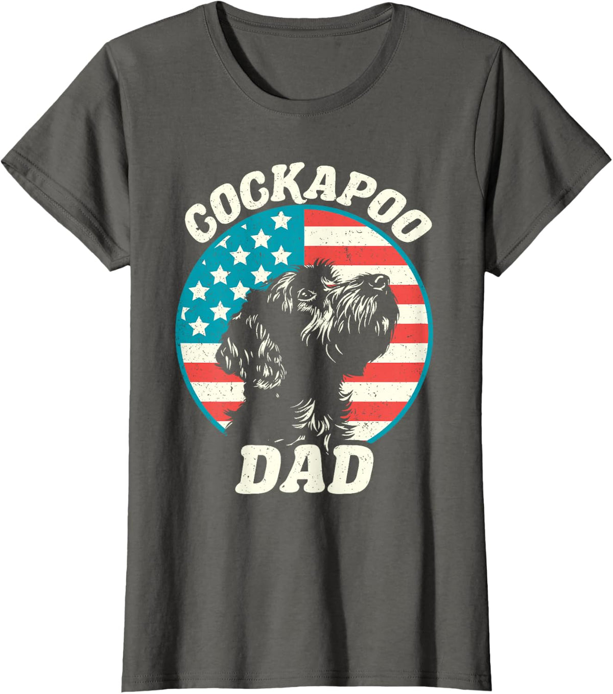 Cockapoo Dad Dog Patriotic Father Pet USA T-Shirt - Asphalt Grey