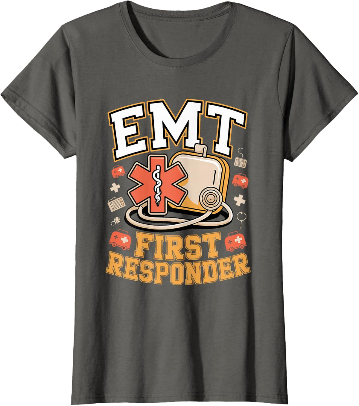 EMT First Responder Paramedic EMS Emergency Medical T-Shirt - Asphalt Grey