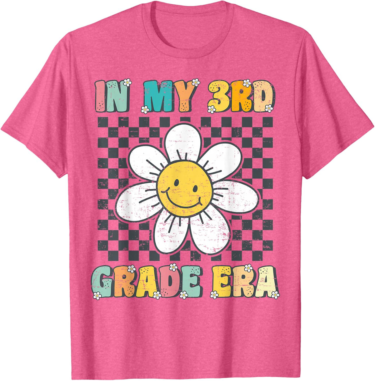 in My 3rd Grade Era Retro Groovy Third Grade Back to School T-Shirt - Pink Heather