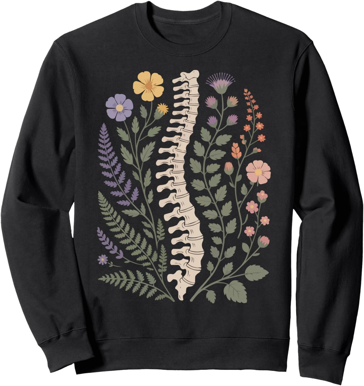 Funny Chiropractor Chiro Chiropractic Assistant Flowers Sweatshirt - Adult Unisex Black