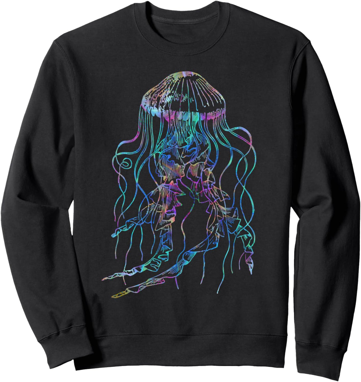 Psychedelic Jellyfish Sweatshirt - Psychedelic Clothing Sweatshirt - Adult Unisex Black
