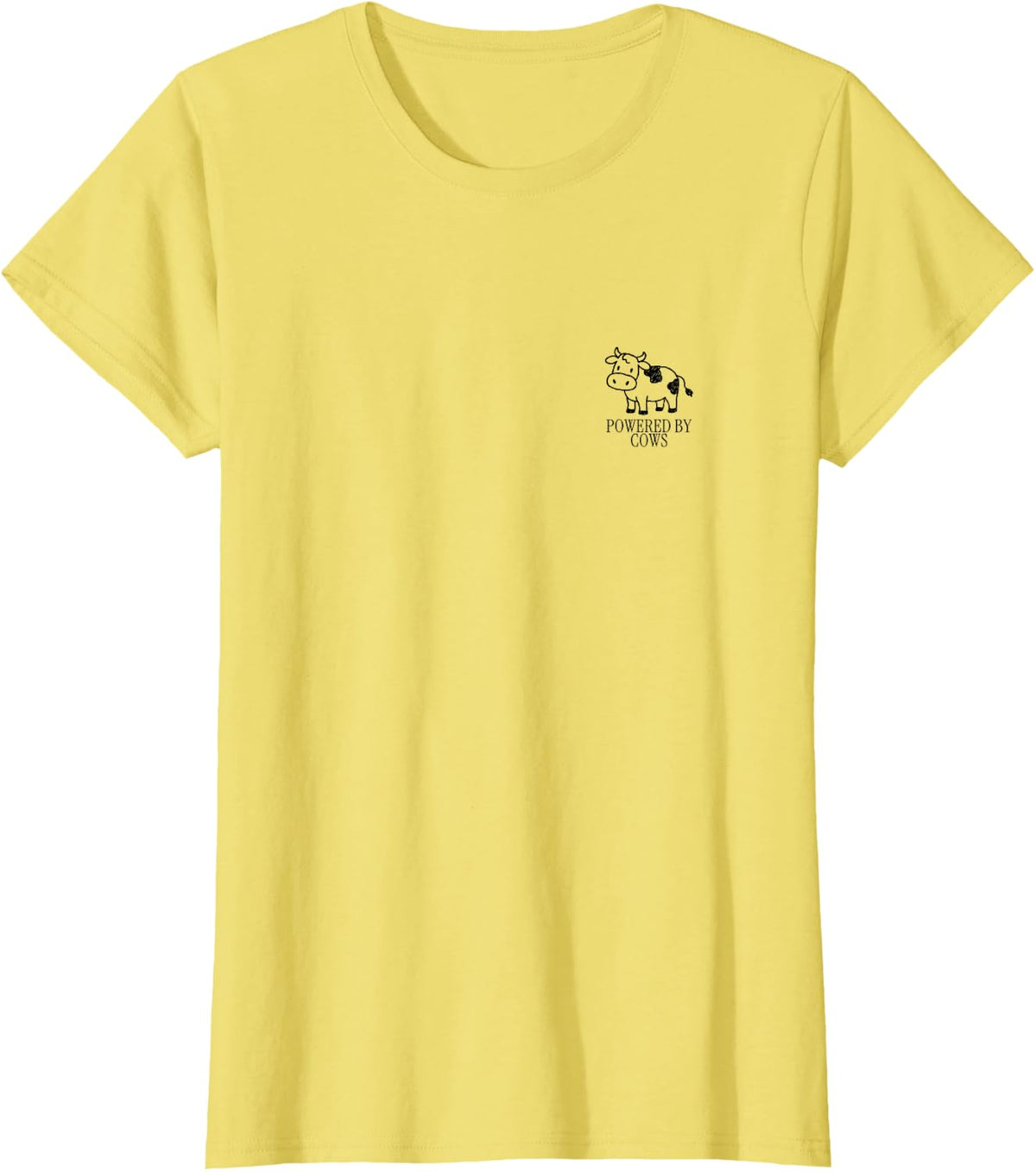 Powered By Cows Minimalist Cow Lover Farm Animal Humor T-Shirt - Lemon Yellow