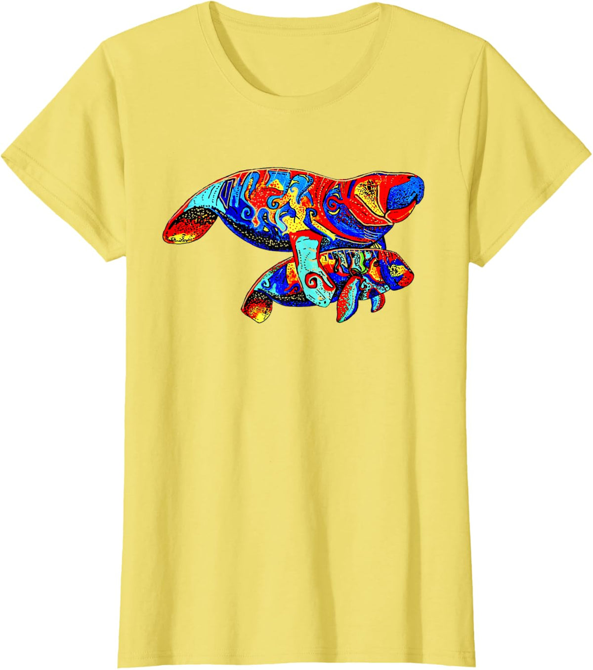 Colorful Manatee T-Shirt - Lemon Yellow
