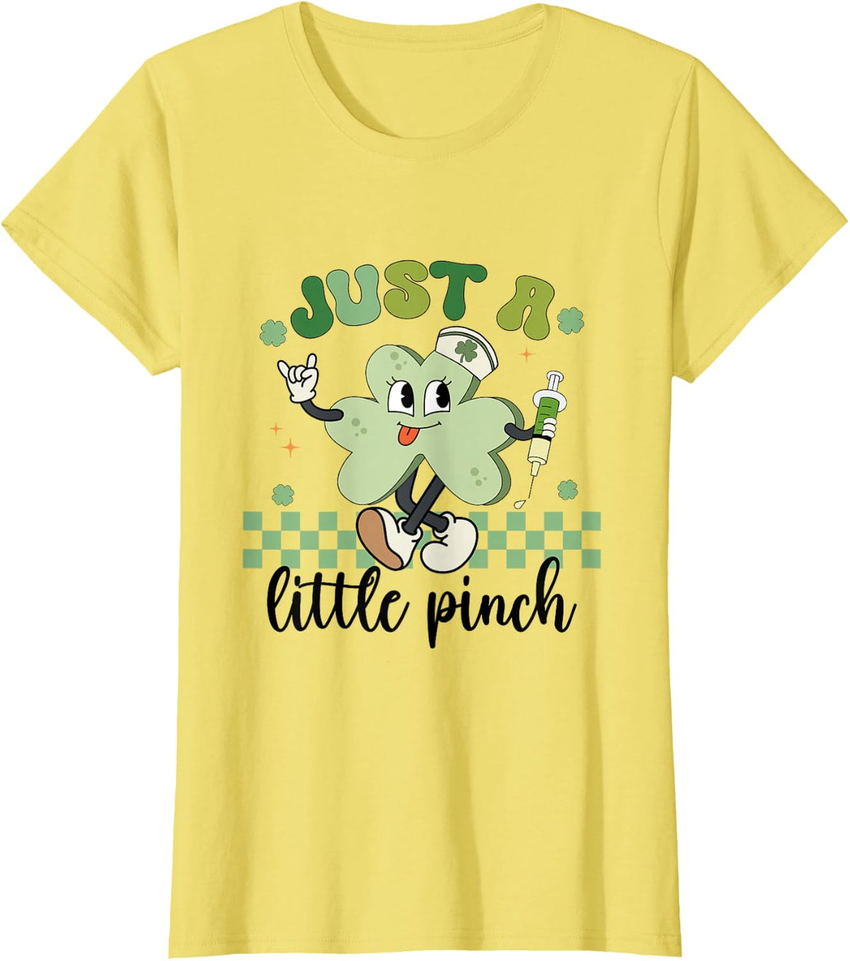 Retro RN L&D Phlebotomist St Patrick's Day Nurse Phlebotomy T-Shirt - Lemon Yellow