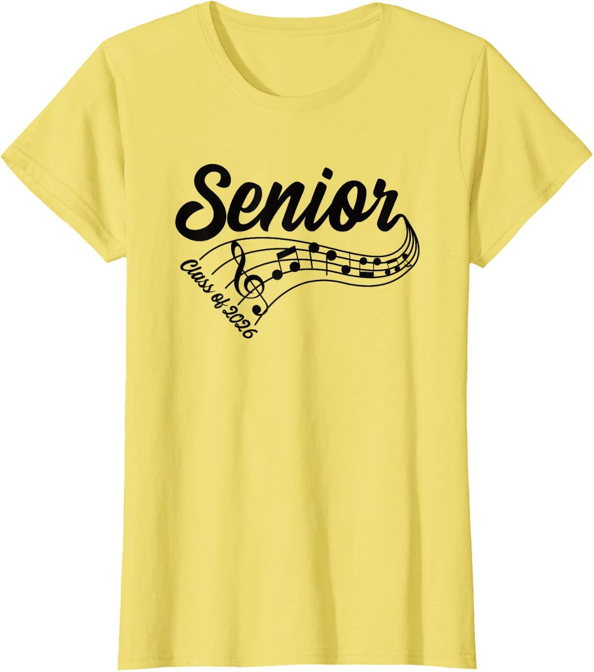 2026 Senior Choir Band Orchestra Class of 2026 Music Notes T-Shirt - Lemon Yellow