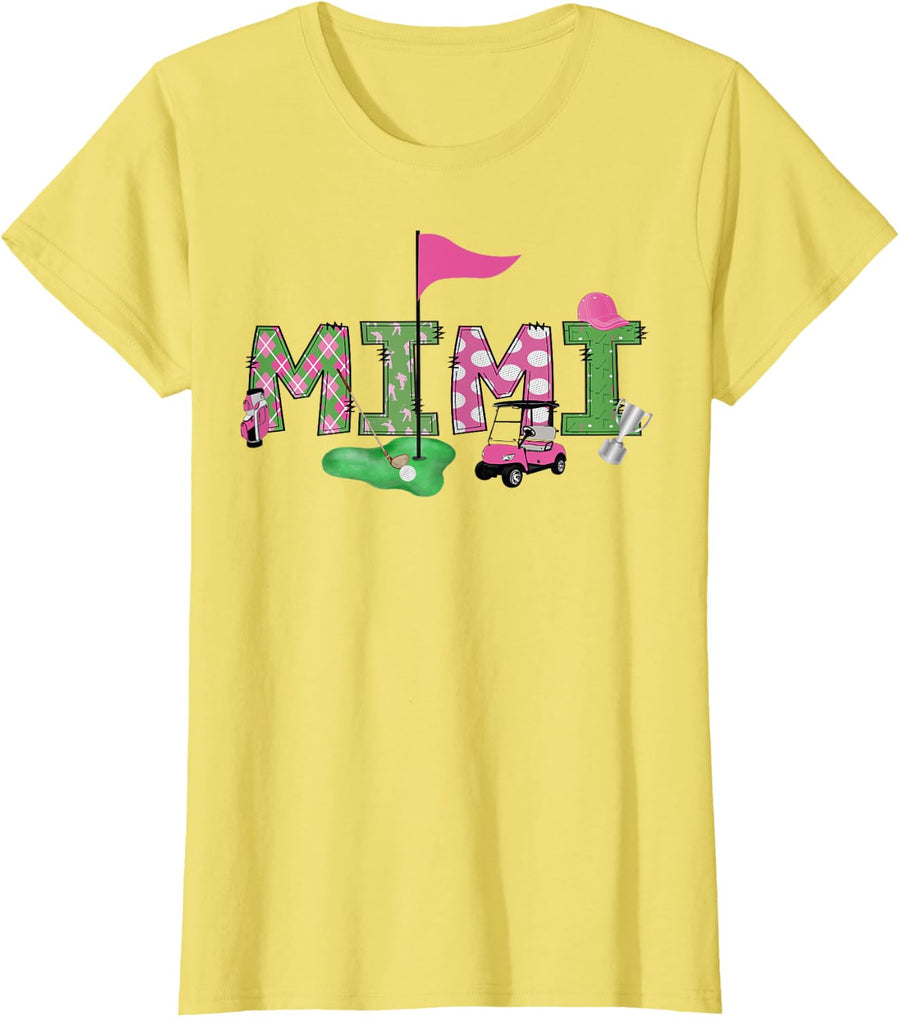 Golf Mimi Pink Hole in One 1st Birthday Girl T-Shirt Tee for Kids Toddler - Lemon Yellow