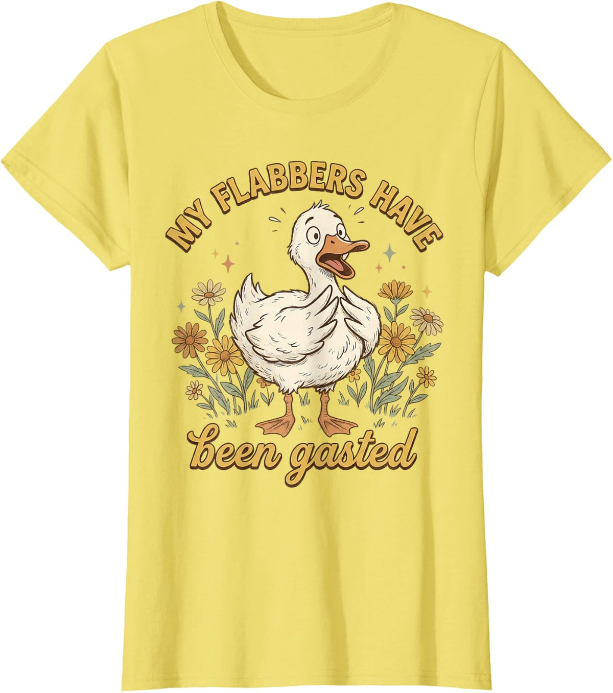 My Flabbers Have Been Gasted Surprised Duck Graphic T-Shirt - Lemon Yellow