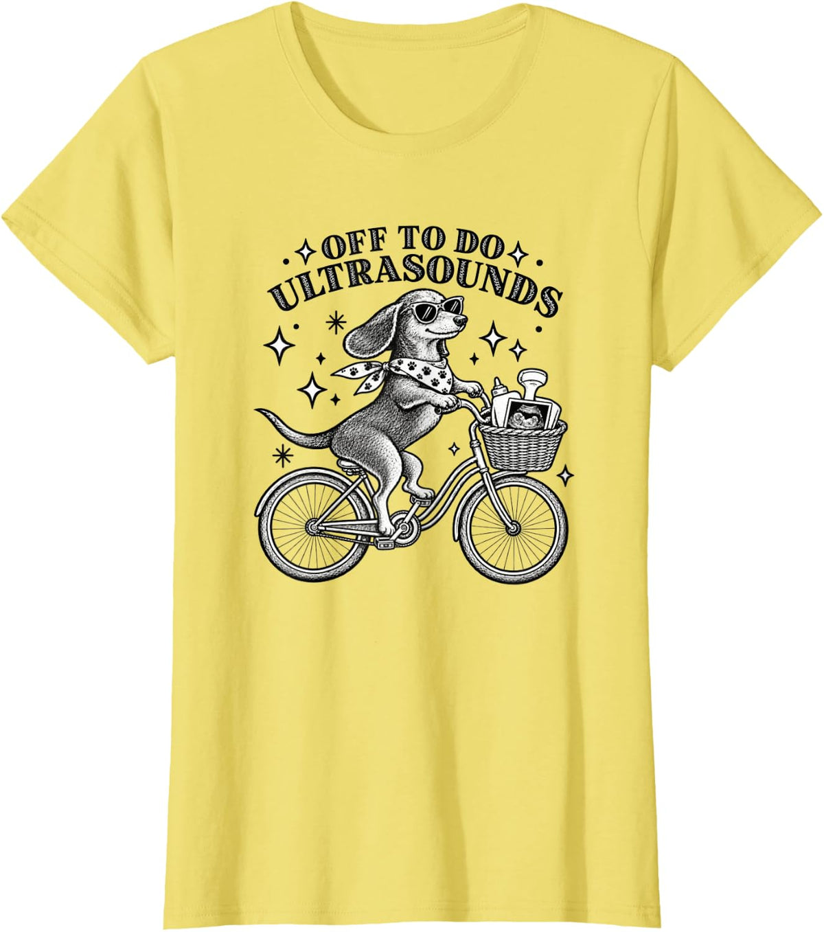 Off to Do Ultrasounds Sonographer Dachshund Work Humor T-Shirt - Lemon Yellow