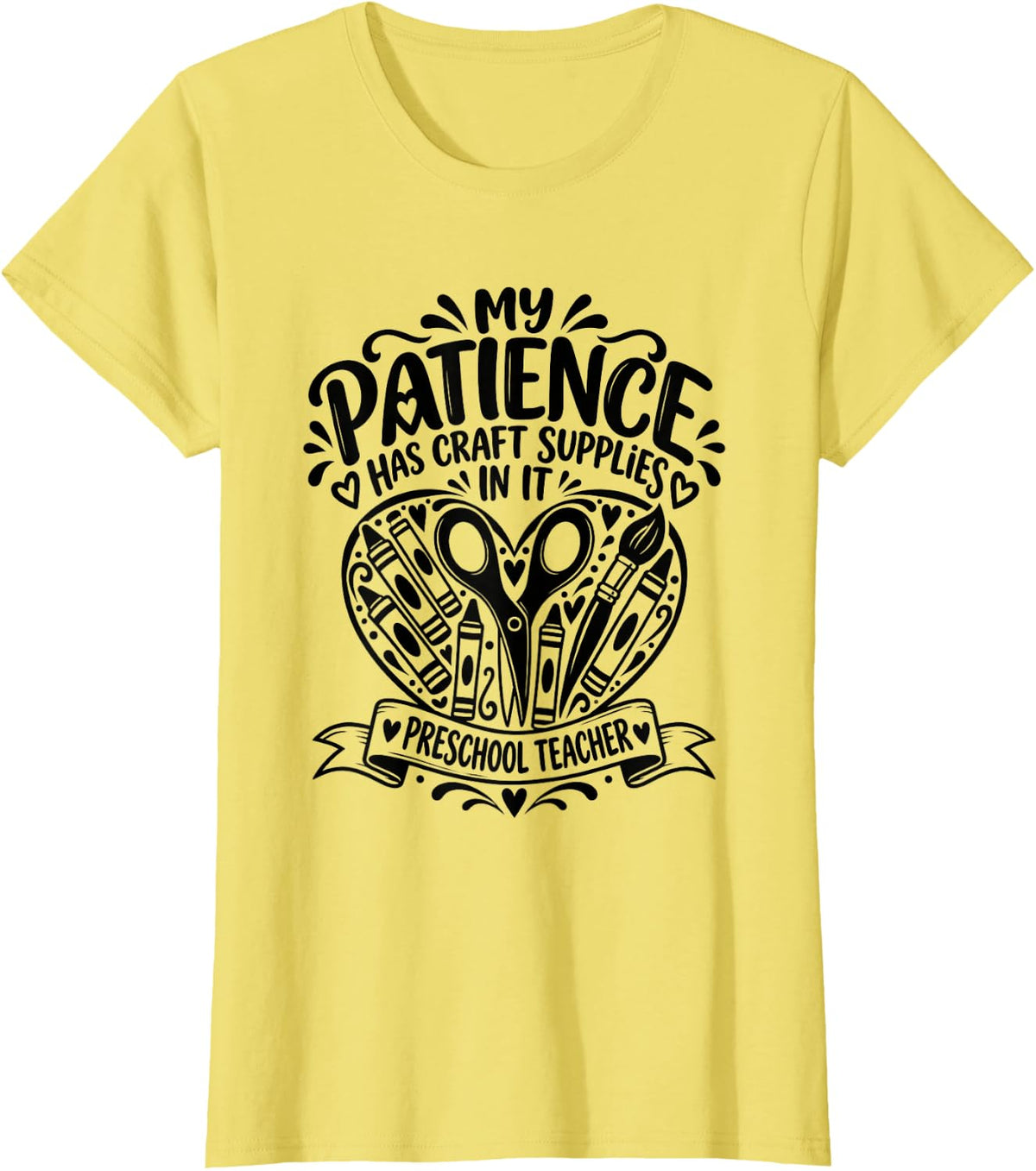 Preschool Teacher Craft Supplies Heart T-Shirt - Lemon Yellow