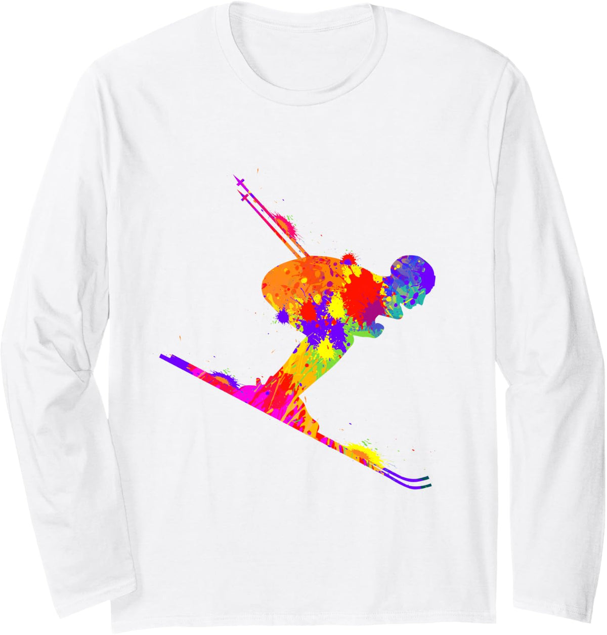 Ski Skiing Skier Long Sleeve T-Shirt - Adult Unisex White