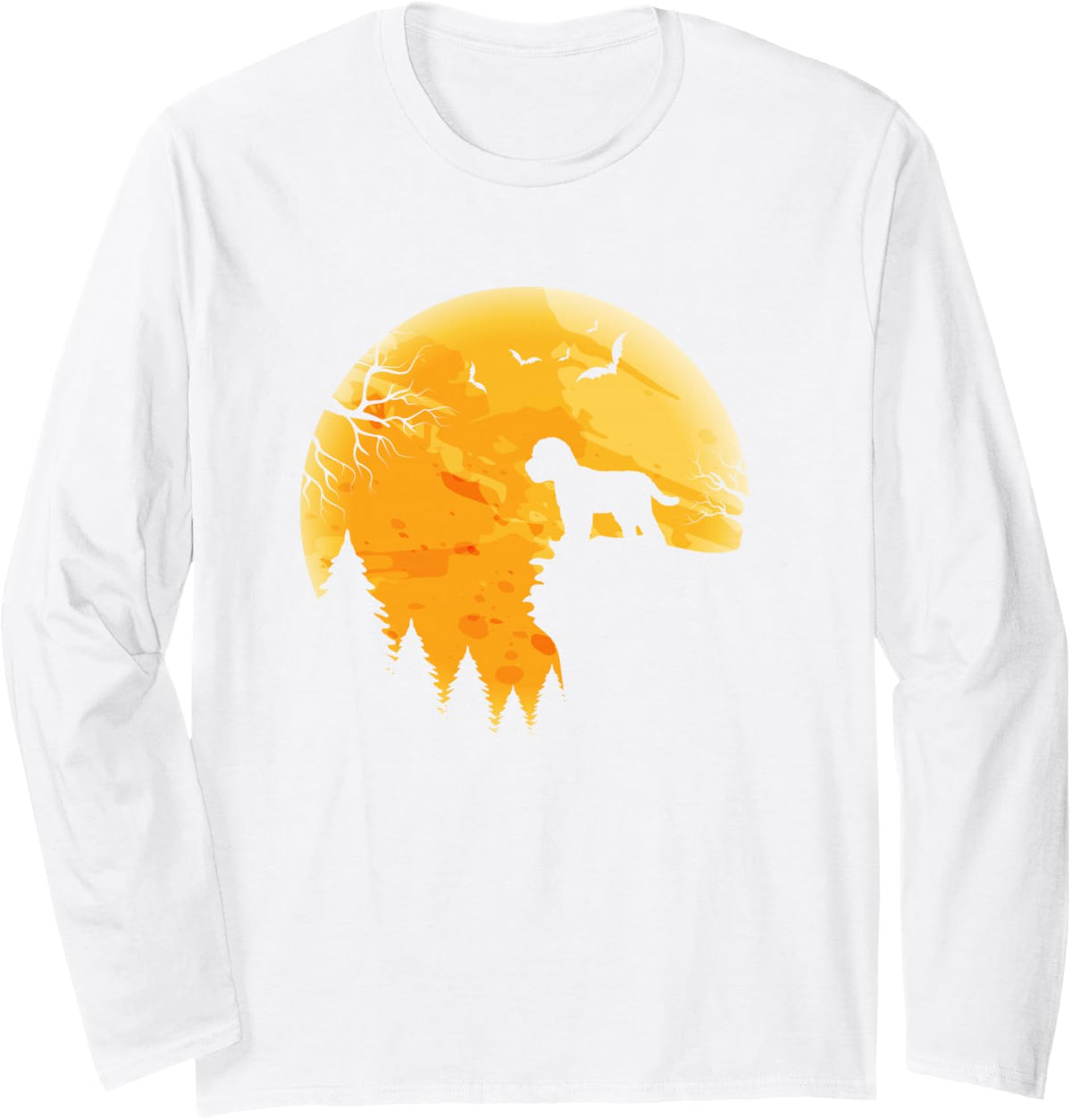 Cockapoo Lovers Halloween Moon Long Sleeve T-Shirt - Adult Unisex White