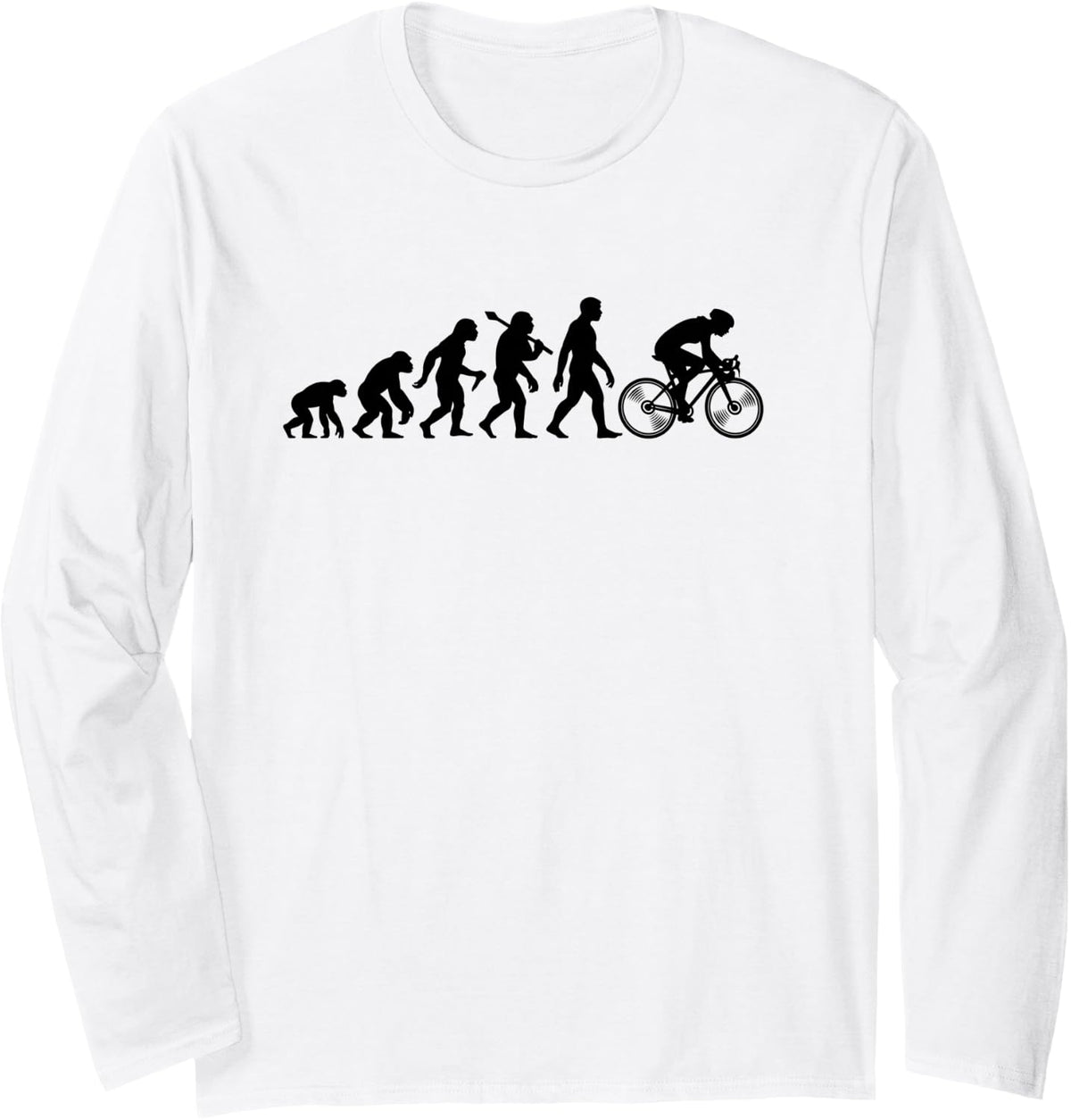 Cyclist Evolution for Mountain Bikers with MTB Bicycle Long Sleeve T-Shirt - Adult Unisex White