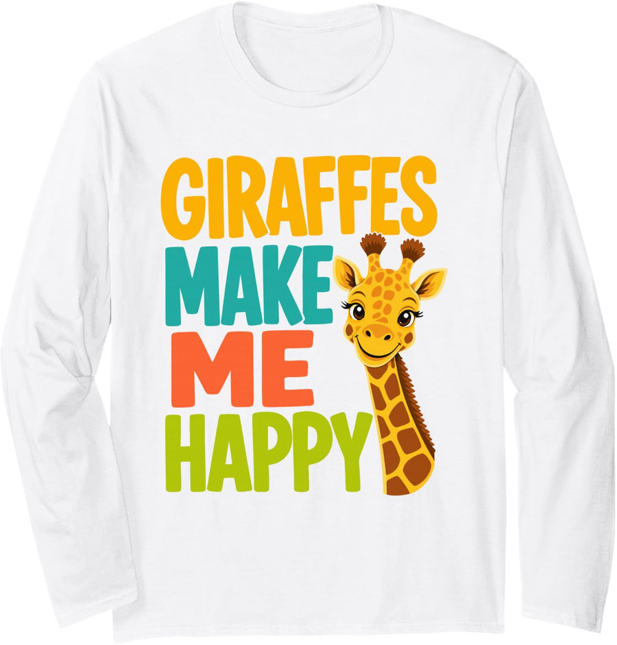 Fun Giraffe Lover Long Sleeve T-Shirt - Adult Unisex White