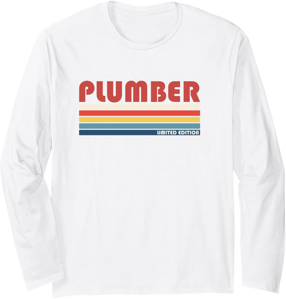 Plumber Trade Skills Skilled Traderetro Vintage Long Sleeve T-Shirt - Adult Unisex White