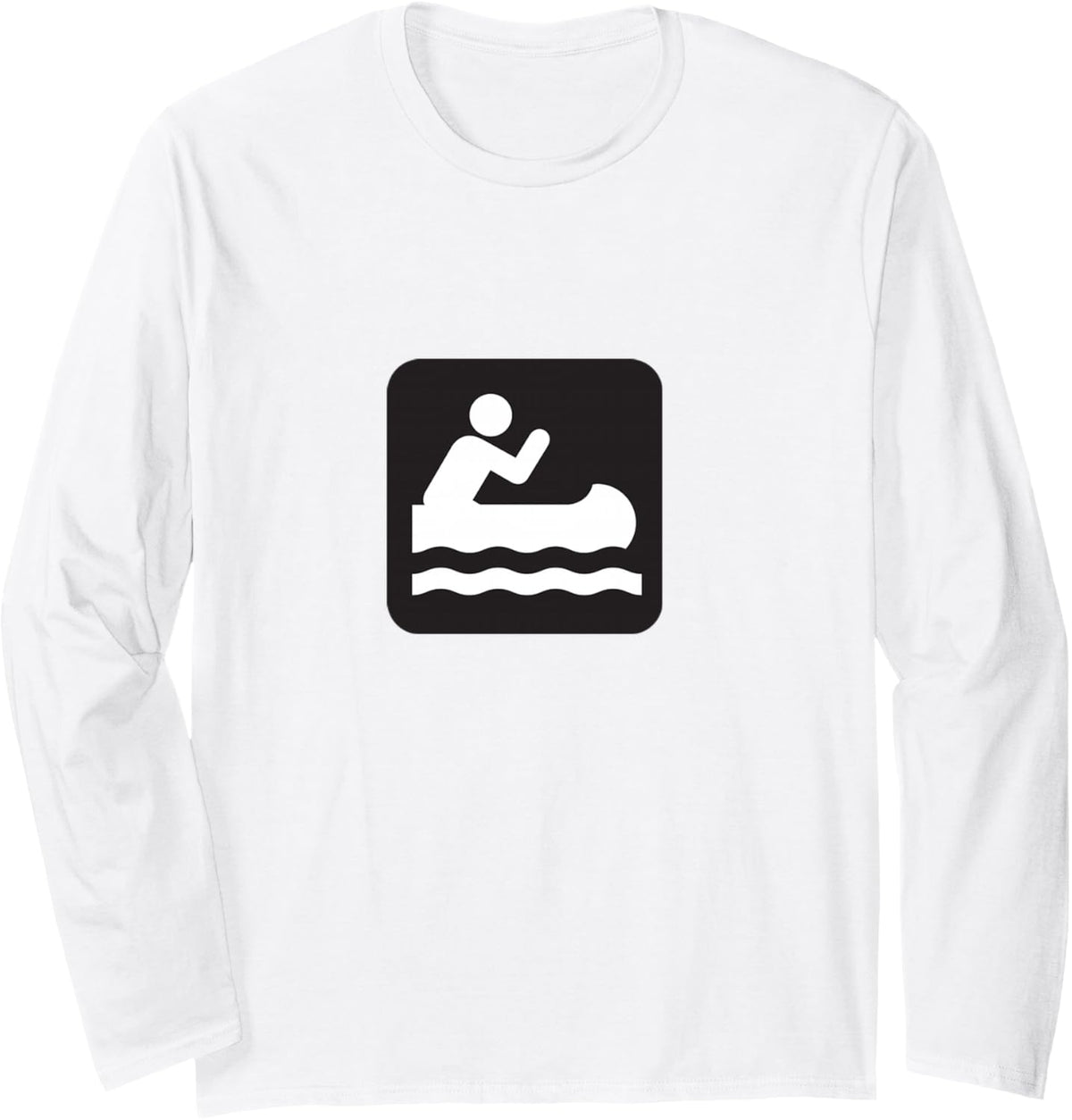 Outdoors Water Sports Canoe Canoeist Long Sleeve T-Shirt - Adult Unisex White