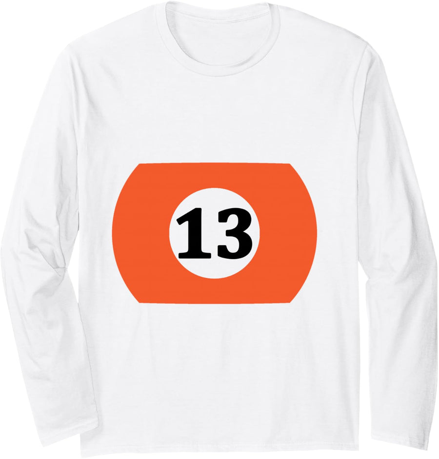 Pool Ball 13 Billiards Easy Halloween Matching Group Costume Long Sleeve T-Shirt - Adult Unisex White