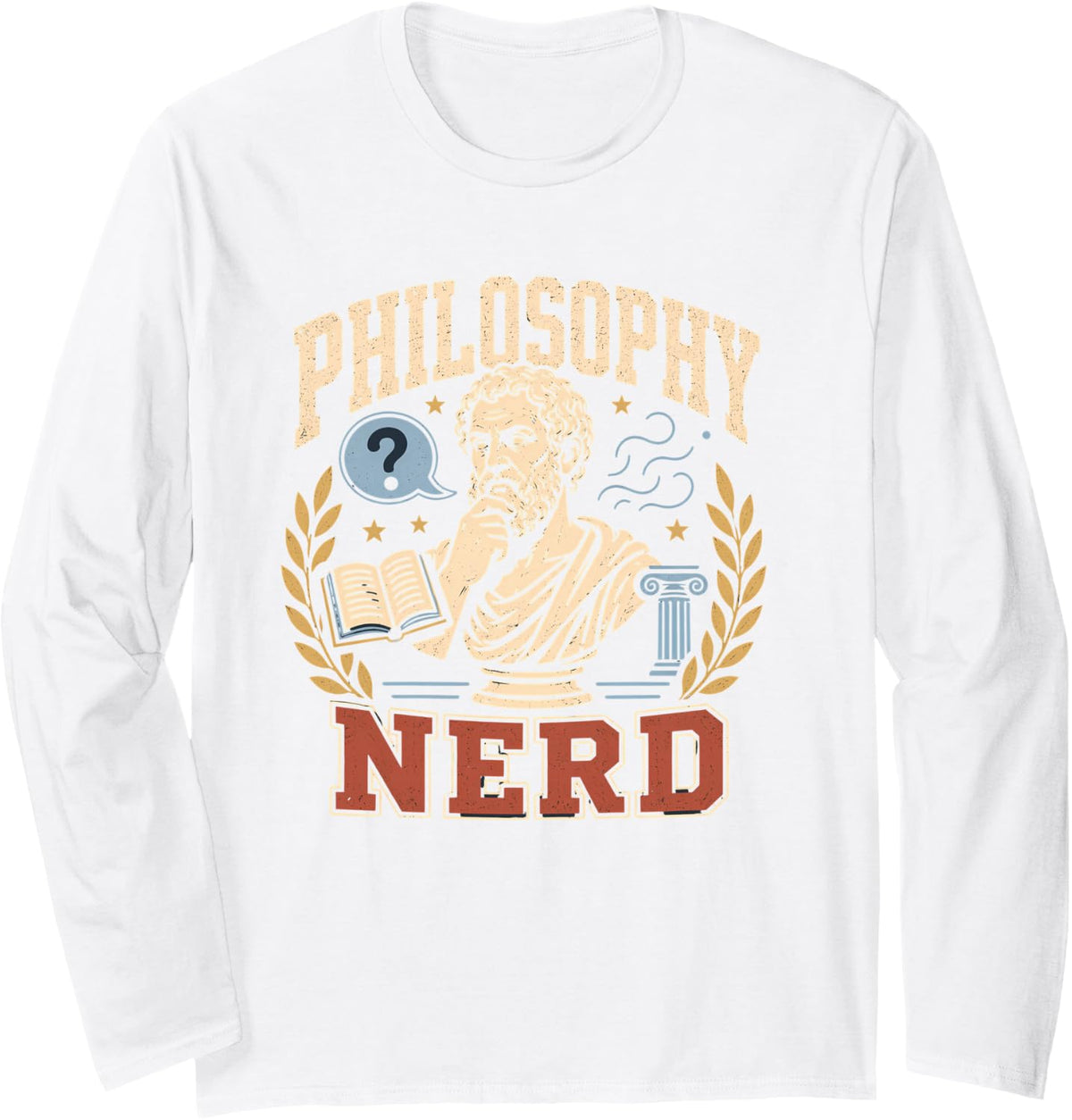 Philosophy Nerd Ancient Greek Philosopher Thinker Long Sleeve T-Shirt - Adult Unisex White