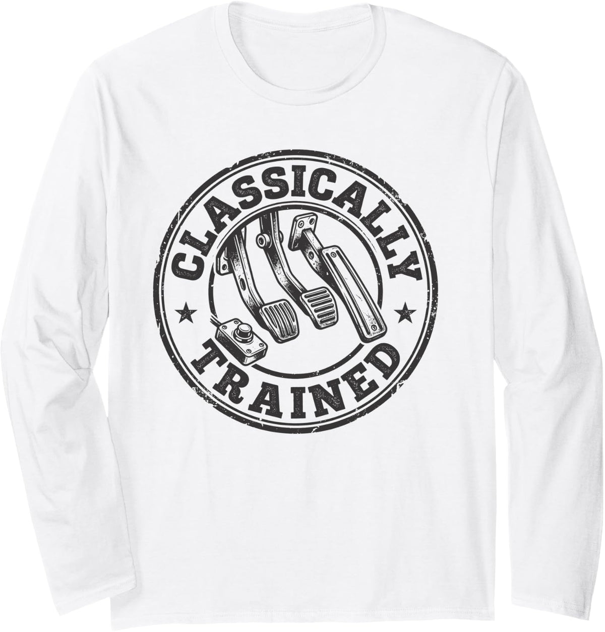Manual Transmission Classically Trained Car Enthusiast Long Sleeve T-Shirt - Adult Unisex White
