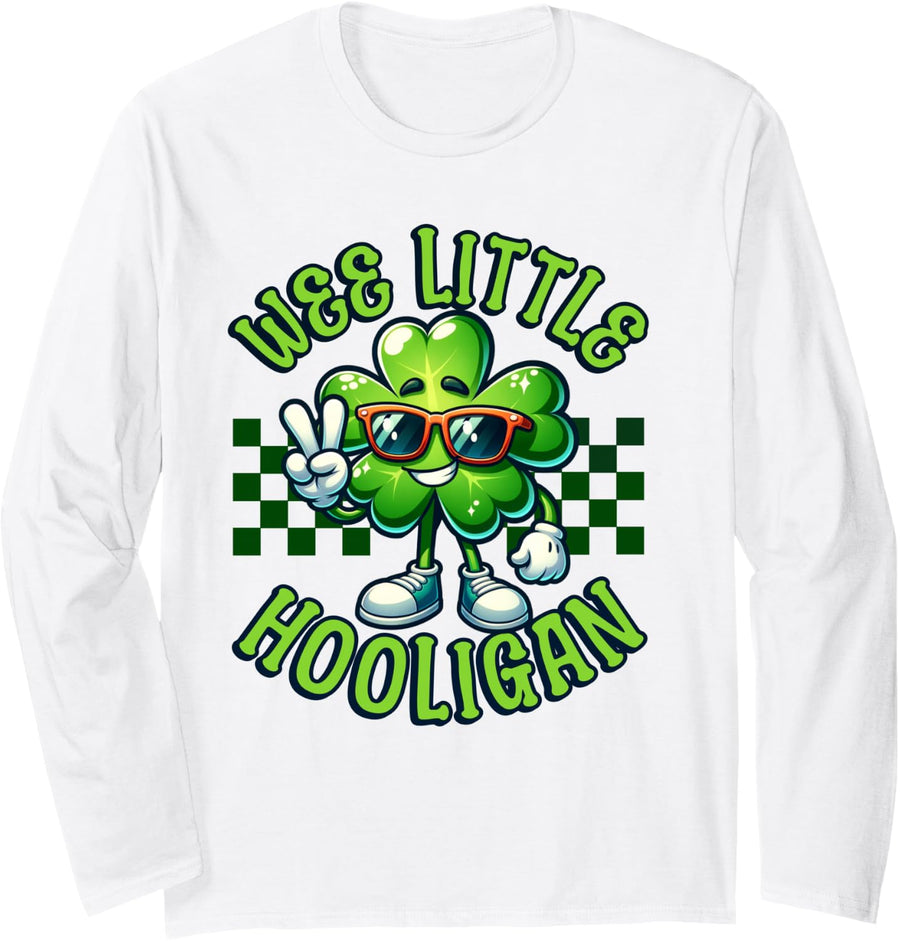 Wee Little Hooligan St. Patricks Day Shirt Boys Kids Toddler Long Sleeve T-Shirt - Adult Unisex White