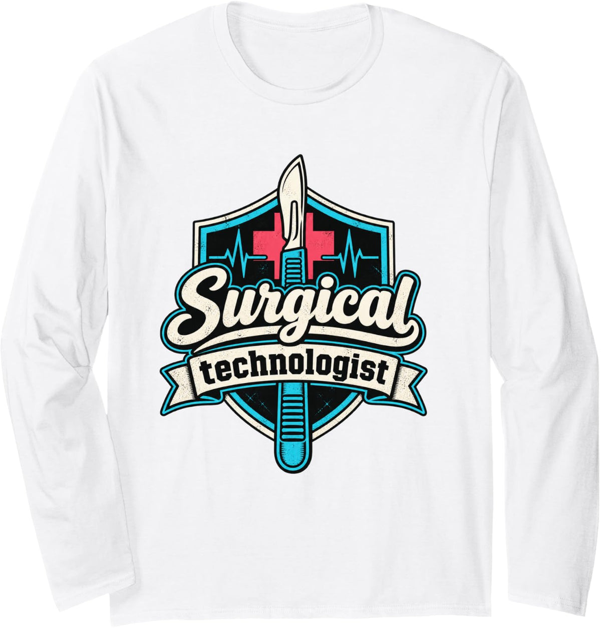 Surgical Technologist Scrub Tech Long Sleeve T-Shirt - Adult Unisex White