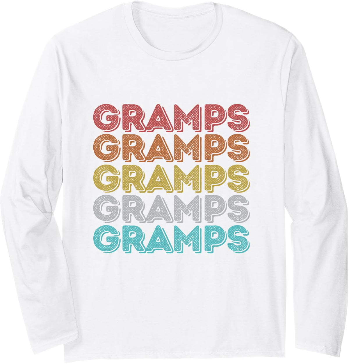 Vintage Retro Gramps Long Sleeve T-Shirt - Adult Unisex White