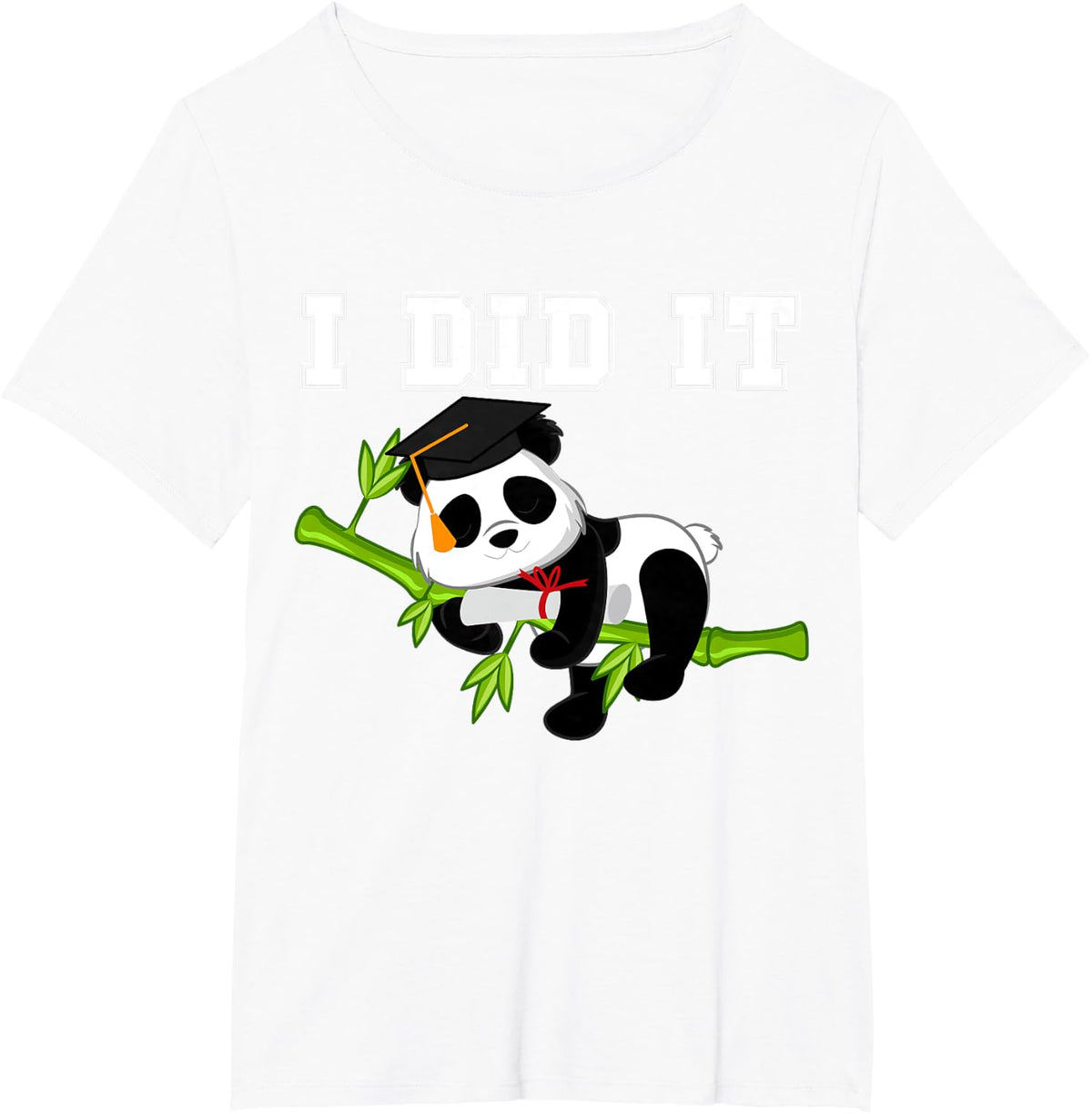 I Did It Funny Kawaii Panda with Graduation Cap Diploma T-Shirt - White