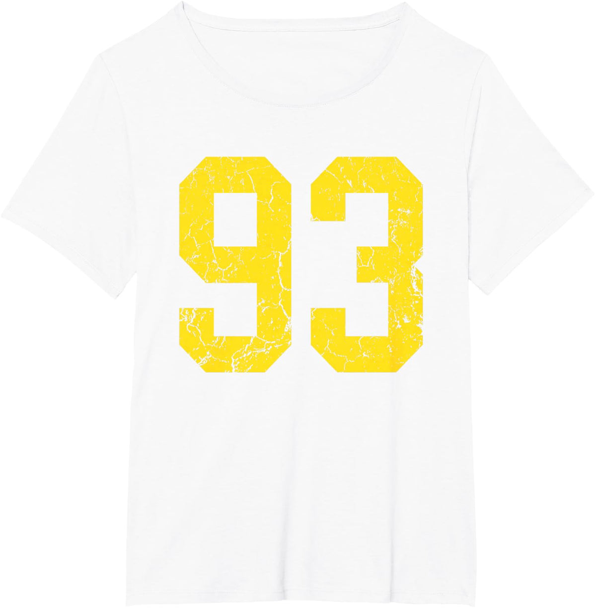 Distressed Bright Gold Number 93 Jersey Player Uniform #93 T-Shirt - White