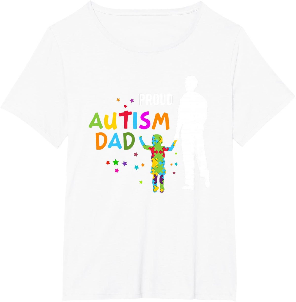 Autism Awareness Gifts for Men - Proud Autism Dad T-Shirt - White