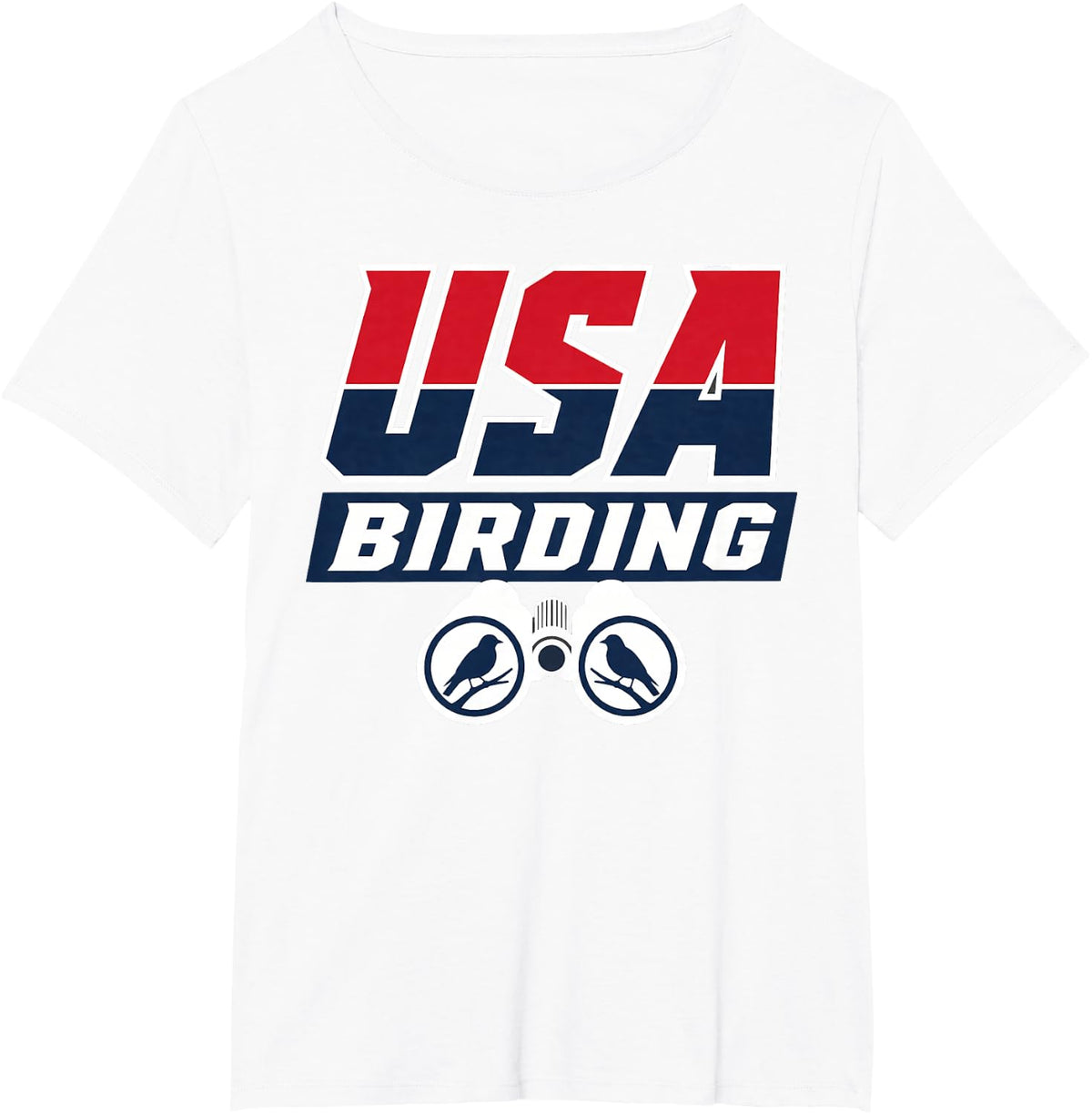 USA Birding Binoculars Birdwatcher Nature Lover T-Shirt - White