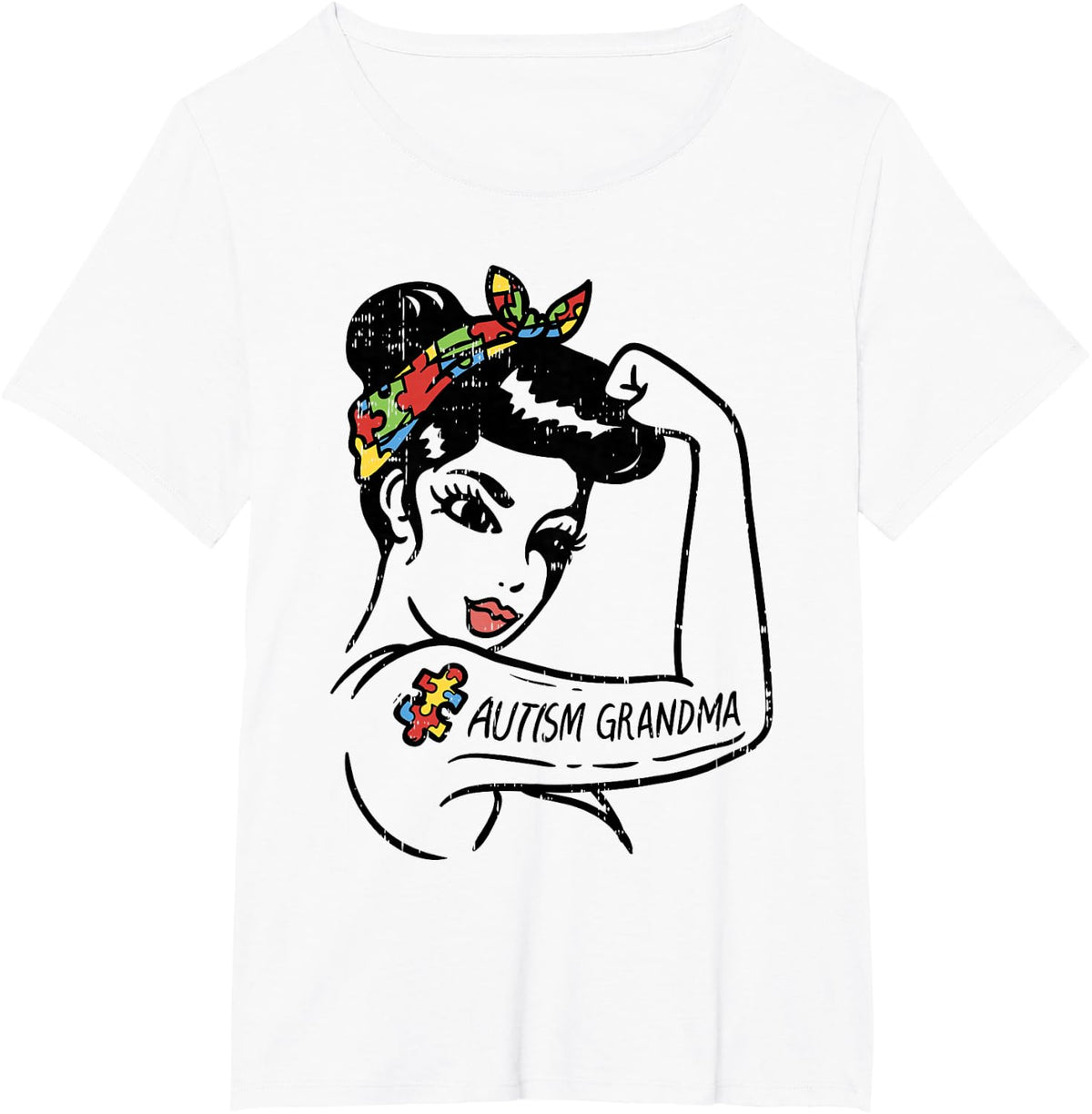 Autism Unbreakable Shirt Autistic Awareness Puzzle Grandma T-Shirt - White