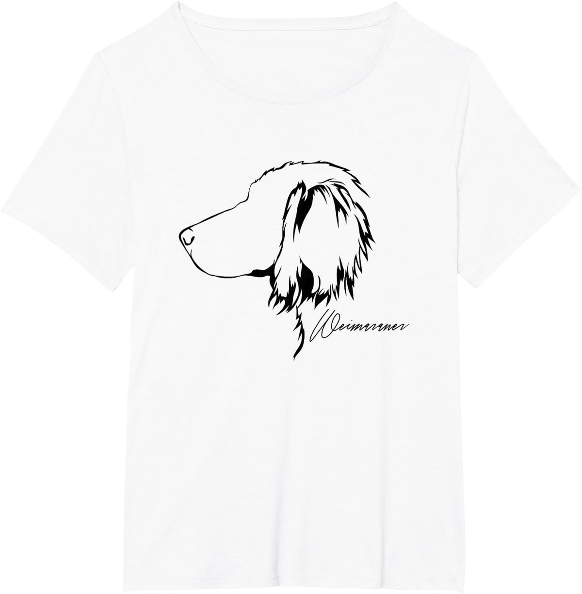 Wilsigns Longhaired Weimaraner Profile Dog Breed Dog T-Shirt - White