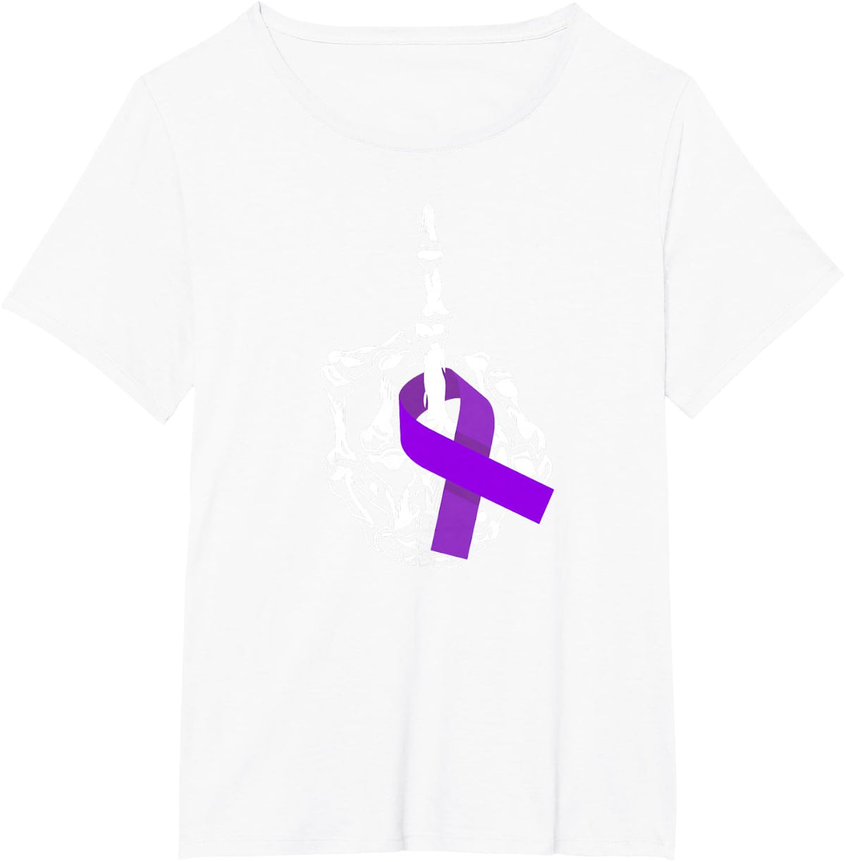 Fuck Pancreatic Cancer Middle Finger Pancreatic Cancer T-Shirt - White