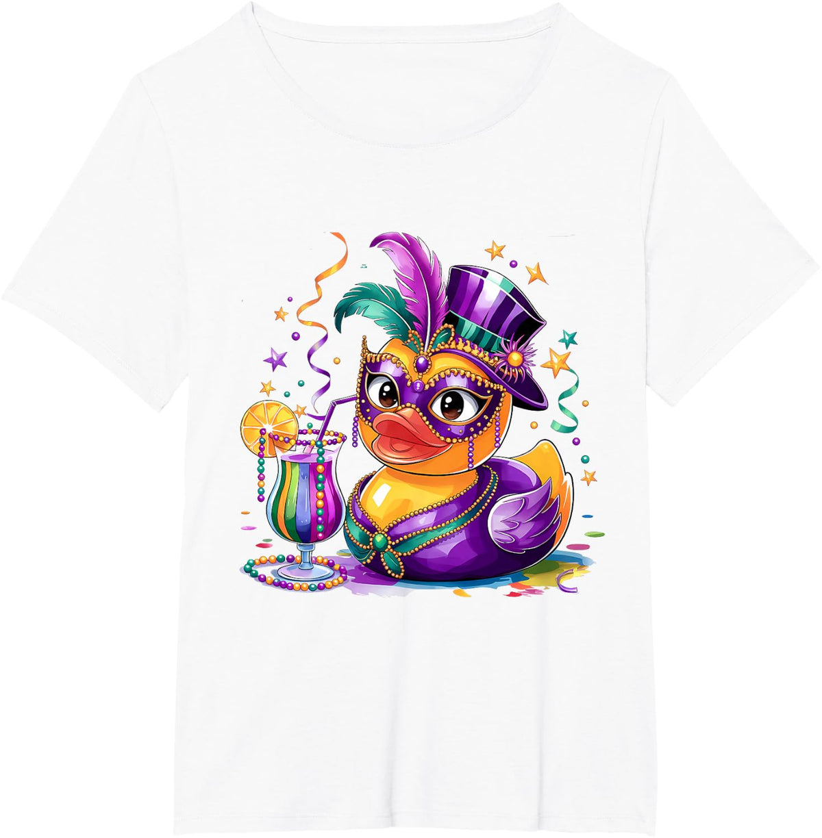 Mardi Gras Rubber Duck Costume Louisiana Mardi Gras Carnival T-Shirt - White