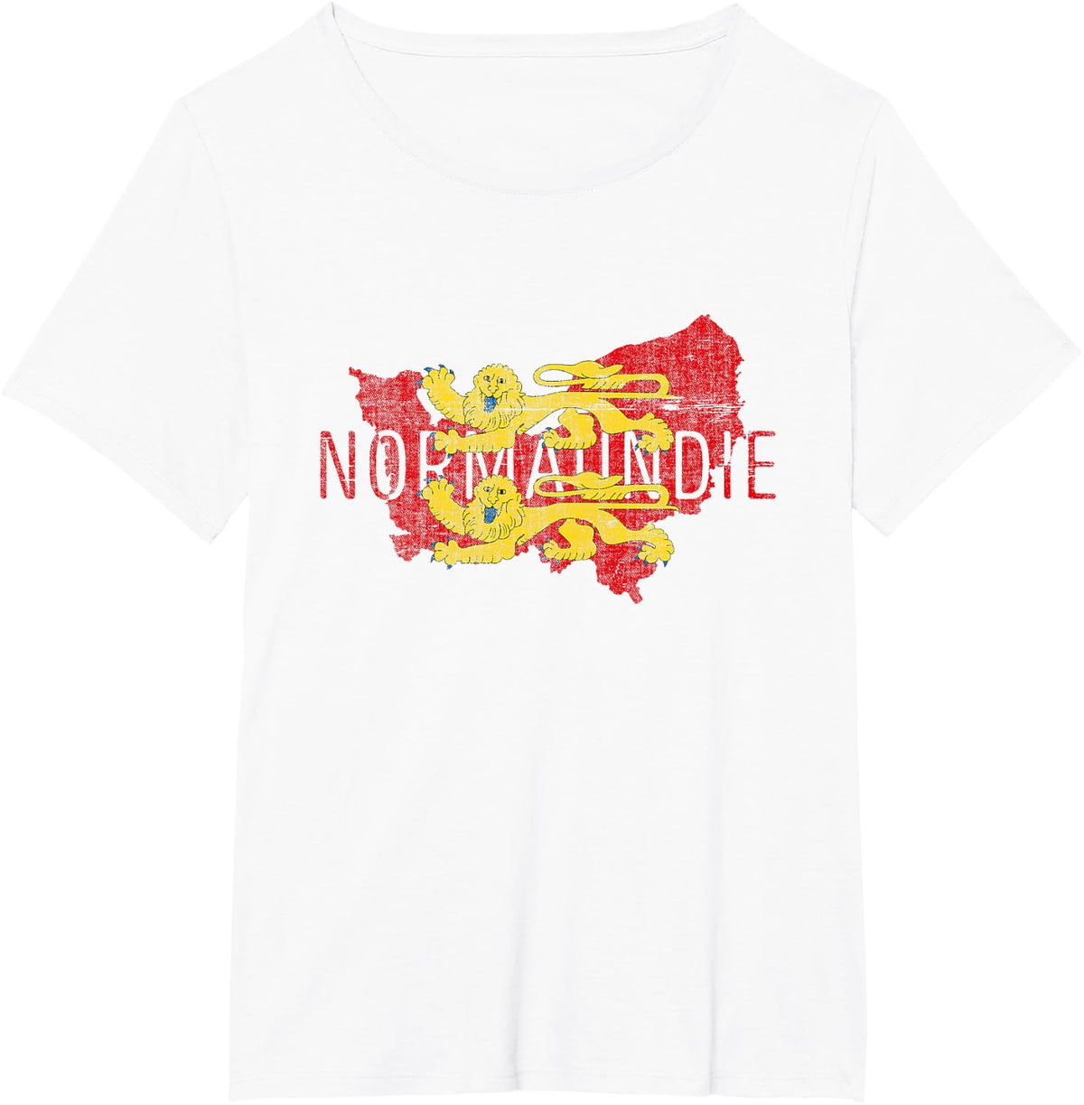 Norman Map Word Art - Normandie France Souvenir T-Shirt - White