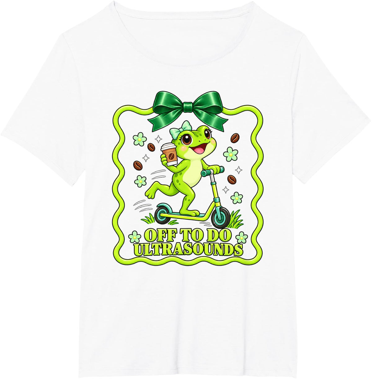 Off to Do Ultrasounds Sonographer Frog Scooter Funny T-Shirt - White