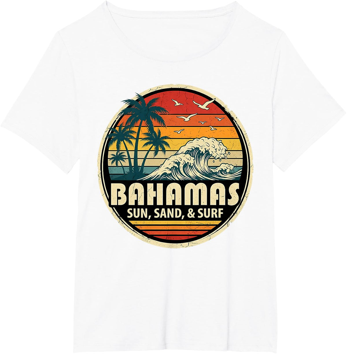 Bahamas Sun Sand surf Beach Tropical Vintage T-Shirt - White
